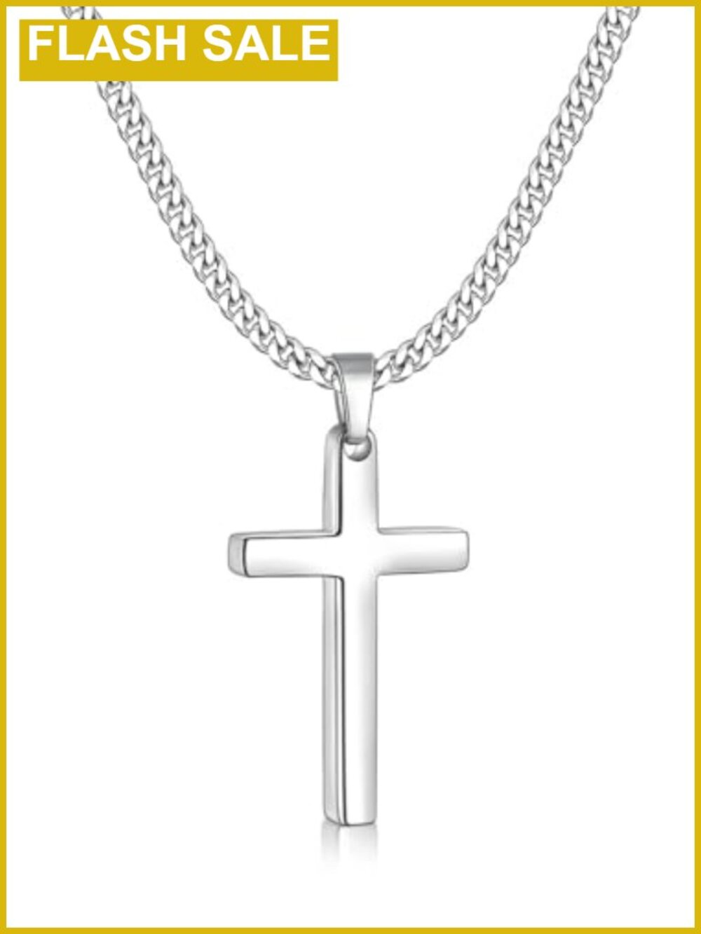 Stainless Steel Cross Necklace 22" Cuban Chain Men's Pendant Jewelry